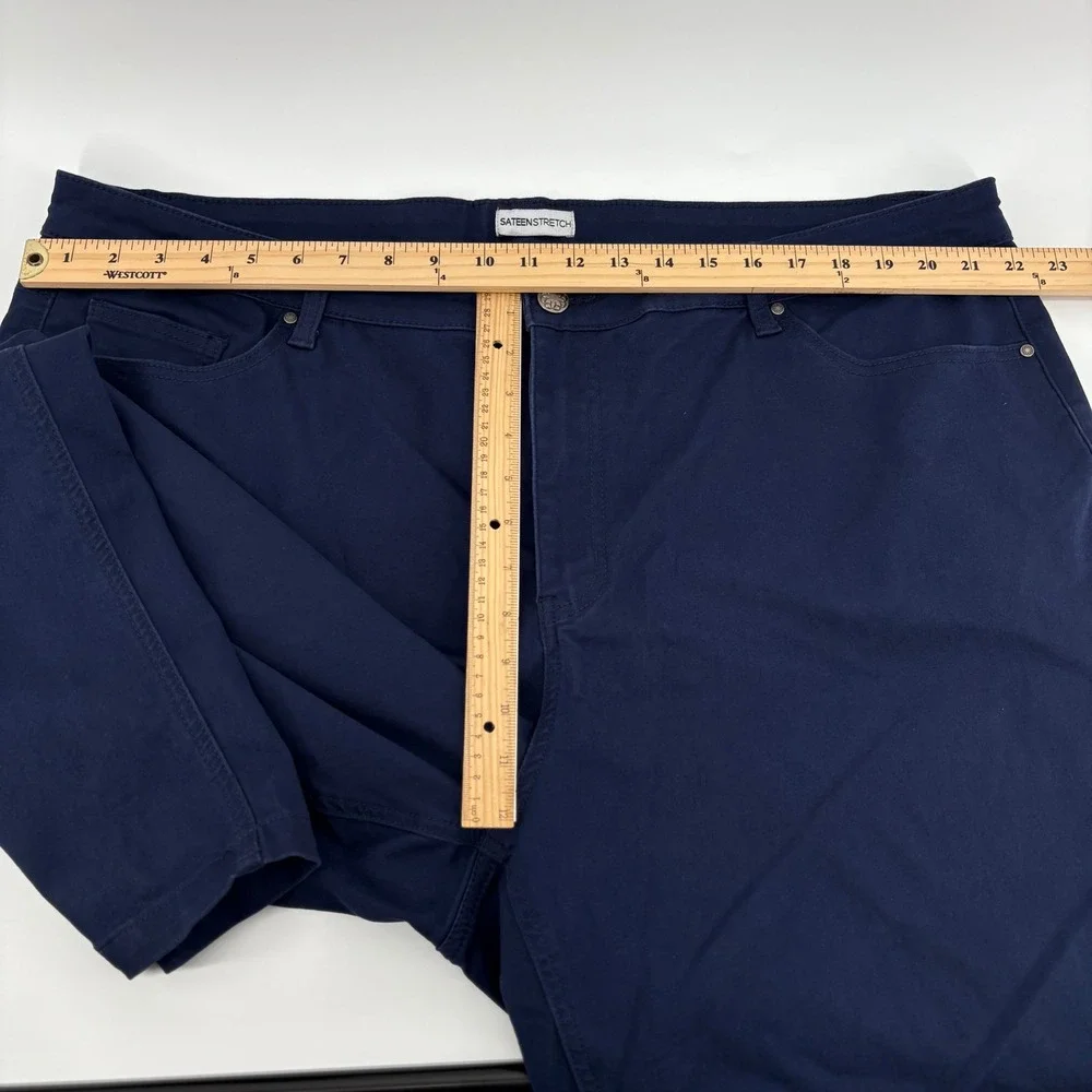 Catherines Womens 26W Navy Blue Sateen Stretch Pants Straight Leg Casual - Picture 3 of 6
